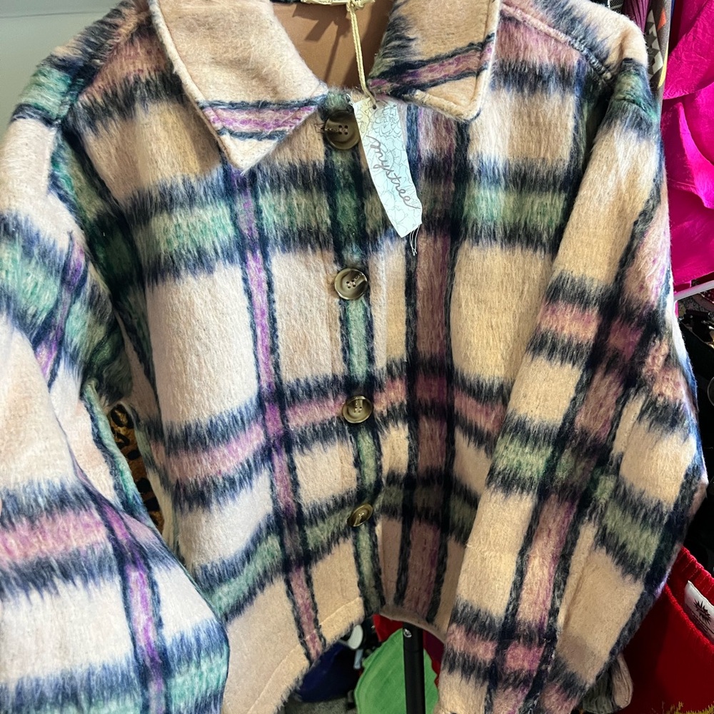 Mystree Plaid Button-Up Jacket